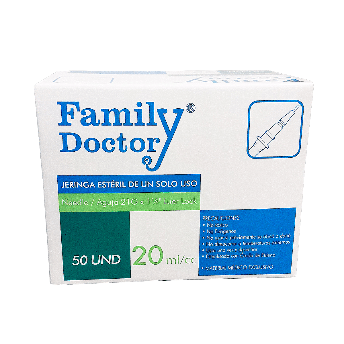 JERINGA ESTÉRIL DE UN SOLO USO 5 ML (CON AGUJA) - FAMILY DOCTOR